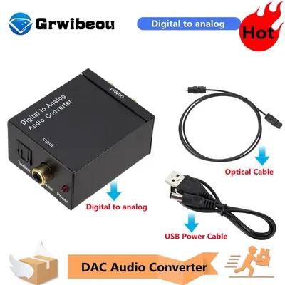 Grwibeou – convertisseur Audio numérique-analogique Fiber optique Toslink Signal Coaxial vers RCA