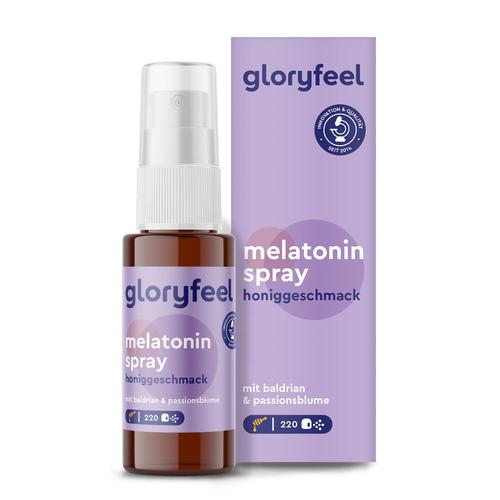 gloryfeel® Melatonin + Baldrian, Lavendel & Melisse Spray Honig 220 St Tropfen zum Einnehmen