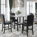 Modern 5 Piece Dining Table Set with PU Leather Side Chairs and Marble Square Dining Table w/Shelf for Livingroom