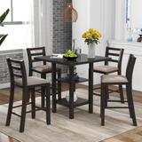 5-Piece Wood Kitchen Table Set with 4 Padded Chairs, Espresso