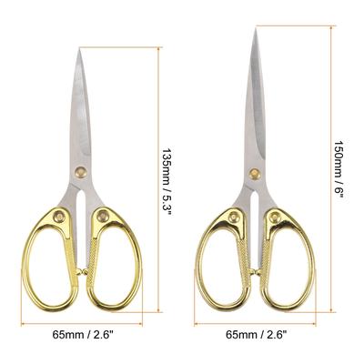 1 Set 6" 5.3" Stainless Steel Vintage Scissors for Embroidery Sewing Gold