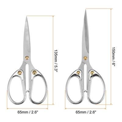 1 Set 6" 5.3" Stainless Steel Vintage Scissors for Embroidery Sewing Silver