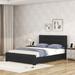 PU Leather Platform Bed with USB Charging Station and 3 Storage Drawers, Queen Size