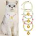 Fairnull Dog Necklace Collar Colorful Beads Flower Pendant Adjustable Buckle Extension Chain Non-Slip Faux Pearl Pet Jewelry Collar Pet Supplies