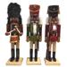 Set of 3 Brown and Red Natural Wood Finish Traditional Nutcrackers 14.25"