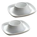 BESTONZON 2pcs Ceramic Egg Cup Simple Breakfast Egg Holder Practical Egg Stand Egg Rack Home Restaurant (White)