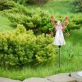 2PCS Solar Angel Lights Outdoor - Solar Powered Angels Stake Decorative Garden Lights for Yard Lawn Pathway Grave Cemetery Christmas Decoration Birthday Memorial Gift-Pink