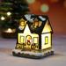 Christmas Village Houses with LED Light Resin Village Houses Lit Building Table Decoration for Christmas Holiday Party Dollhouse Decoration