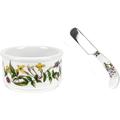 ZQRPCA Botanic Garden Ramekin and Spreader Set | 5-Ounce Ramekin and 4.75 Inch Spreader with Assorted Floral Motifs | Made from Porcelain and Stainless Steel