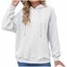 Oalirro Fashion Women S Hoodies Fall and Winter Plain Sweatshirt Women Round Neck Long Sleeve Dressy Blouses For Women Lace up Sweaters For Women White