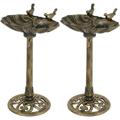 JIARUI Set of 2 Birdbath 32 Height Pedestal Bird pp Antique Outdoor Garden Decor Vintage Yard Art