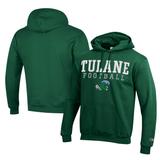 Men's Champion Green Tulane Wave Football Eco Powerblend Pullover Hoodie