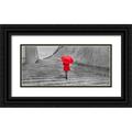 Frank Assaf 32x17 Black Ornate Wood Framed with Double Matting Museum Art Print Titled - Tourist with red umbrella Malta