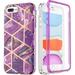 Case for iPhone 7 Plus/iPhone 8 Plus Stylish Marble Pattern Full Body Protective Case with Built in Screen Protector Hard Plastic PC Case Soft TPU Shockproof Cover - Purple