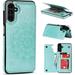 Case for Samsung Galaxy A13 5G/A04s Luxury PU Leather Flip Case [Two Magnetic Clasp] [Card Slots] Stand Function Embossed Mandala Pattern Flower Durable Soft TPU Back Wallet Cover - Mint Green