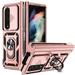 Samsung Galaxy Z Fold 4 Case Cover Hinge Protection Pen Holder Ring Holder Slide Camera Lens Protector Drop Proof PC TPU Military-Grade Hybrid Rugged Cover Samsung ZFold4 Rosegold