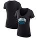 Women's G-III 4Her by Carl Banks Black Carolina Panthers Filigree Logo Lightweight V-Neck Fitted T-Shirt