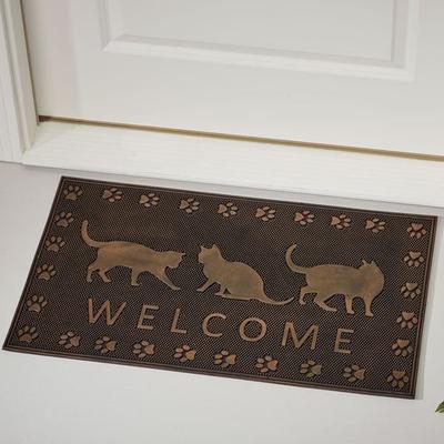 Welcome Cats Rubber Doormat Multi Warm 30 x 18, 30 x 18, Multi Warm
