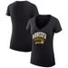 Women's G-III 4Her by Carl Banks Black Minnesota Vikings Filigree Logo Lightweight V-Neck Fitted T-Shirt