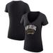 Women's G-III 4Her by Carl Banks Black New Orleans Saints Filigree Logo Lightweight V-Neck Fitted T-Shirt