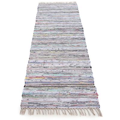 Teppich CARPETFINE "Kelim Chindi, Wendeteppich", beige, B:80cm H:6mm L:400cm, Baumwolle, Polyester, Teppiche, Fransenteppich, handgewebt, Fleckerlteppich mit Fransen, auch vielen in Läufergrößen Image