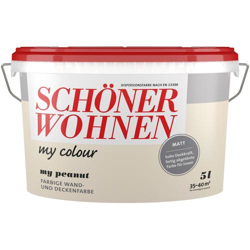 „SCHÖNER WOHNEN-FARBE Wand- und Deckenfarbe „“my colour““ Farben 10 Liter, my magnolia, matt, leicht zu verarbeitende Innenfarbe Gr. 5 l 5000 ml, braun (my peanut) Wandfarbe bunt“