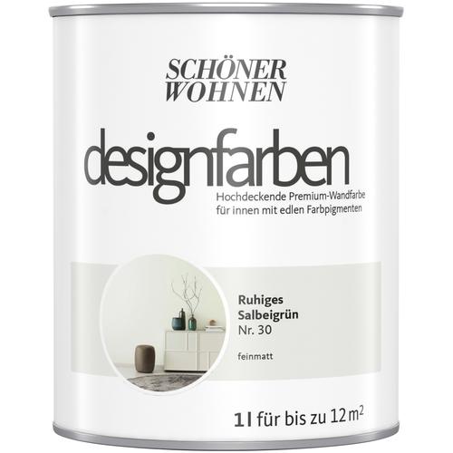 „SCHÖNER WOHNEN-FARBE Wand- und Deckenfarbe „“Designfarben““ Farben hochdeckende Premium-Wandfarbe, Farbwelt Grün Gr. 1 l 1000 ml, grün (ruhiges salbeigrün nr 30) Wandfarbe bunt“