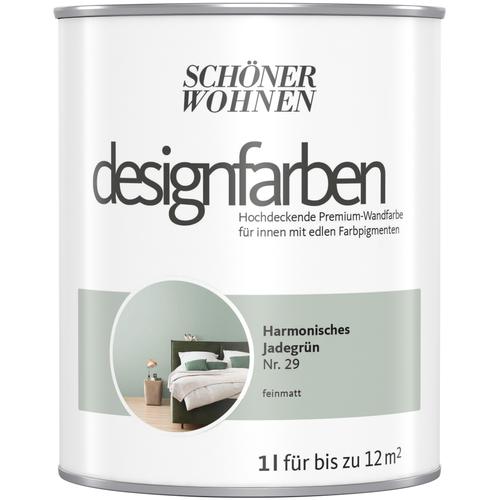 „SCHÖNER WOHNEN-FARBE Wand- und Deckenfarbe „“Designfarben““ Farben hochdeckende Premium-Wandfarbe, Farbwelt Grün Gr. 1 l 1000 ml, grün (harmonisches jadegrün nr 29) Wandfarbe bunt“