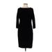 Linda Allard Ellen Tracy Casual Dress - Sheath High Neck 3/4 sleeves: Black Print Dresses - Women's Size 10