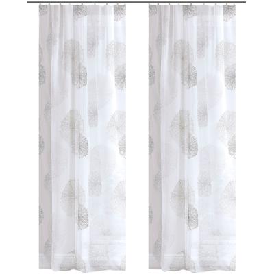 Vorhang HOME WOHNIDEEN "RAWLINS" Gr. 4, grau, B:140cm H:245cm, Voile, Polyester, Gardinen, 2er Pack Zugbandschal RAWLINS bedruckt Image
