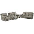 Signature Design by Ashley Next-Gen Gaucho 3 Piece Reclining Living Room Set Faux Leather/Polyester | 43 H x 93 W x 41 D in | Wayfair Living Room Sets