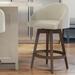 Brayden Studio® Corliss Swivel Counter & Bar Stool w/ Solid Wood c Wood/Upholstered in Brown | Bar Stool (30" Seat Height) | Wayfair