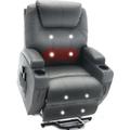 Latitude Run® Electric Power Lift Recliner Chair PU Leather w/ Massage & Heat, Side Pockets Faux Leather/Water Resistant in Black | Wayfair