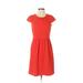 J.Crew Casual Dress - A-Line High Neck Short sleeves: Orange Solid Dresses - Women's Size 00