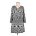 White House Black Market Casual Dress - Mini V Neck 3/4 sleeves: Gray Dresses - Women's Size 10 Petite