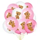 Ballon imprimé ours mignon rose blanc ours en peluche ballon en latex baby shower