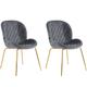 Lot de 2 chaises de salle à manger rembourrées en velours gris