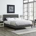 Phoebe Grey Upholstered Platform Bed with Round Splayed Legs