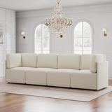 Modern Modular Reversible Sectional 4 Piece Linen Sofa Couch Optional in Free Combination
