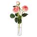 Enova Home Artificial Silk Rose Flower in Clear Glass Vase Faux Rose Flower with Vase For Home Office Decoration - N/A