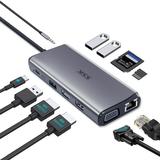 SSK USB C Laptop Docking Station Dual Monitor HDMI 4K/60Hz Multiport Adapter 11 in 1 USB C Hub Thunderbolt Dock Triple Display with 2 HDMI+VGA RJ45 Ethernet 100W PD 3 USB for MacBook Dell HP Lenovo