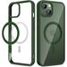 for iPhone 13 / iPhone 14 Magnetic Case iPhone 13 Case with Built in Magnets Clear Hard PC Back Cover + Soft TPU Frame Slim Protective Bumper Case for iPhone 13 & iPhone 14 6.1 - Alpine Green