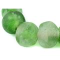 Super Jumbo Recycled Glass Beads - Beaded Wall Hangings - Extra Large African Sea Glass Beads 32-35mm - The Bead Chest (Green Swirl)