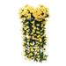 Wozhidaoke Fall Decor Hanging Flowers Artificial Violet Flower Wall Wisteria Basket Hanging Garland Vine Flowers Fake Silk Orchid Christmas Decorations Home Decor Fake Plants Yellow 11*4*4 Yellow