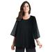 Plus Size Women's Georgette Flutter Top by Jessica London in Black (Size S)