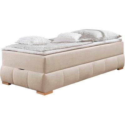Boxbett "Wehma", beige, B:104cm L:204cm, GUIDO MARIA KRETSCHMER HOME & LIVING, Komplettbetten, ohne Kopfteil, inklusive Topper und Bettkasten Image