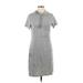 Calvin Klein Casual Dress - Shift Collared Short sleeves: Gray Print Dresses - Women's Size Medium