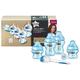 Tommee Tippee Closer to Nature Newborn Baby Starter Set | Includes 2 x 150ml + 2 x 260ml Baby Bottles, Soother & Cleaning Brush, 0m+ | Blue