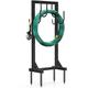 Winpull Garden Hose Holder Water Hose Holder with 4 Spikes, Freestanding Hose Hanger Outdoor Hold Stand Heavy Duty 4 Hooks Metal Garden Hose Storage Hose Reel Rack for Outside (Black)