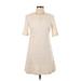 & Other Stories Cocktail Dress - Mini Crew Neck Short sleeves: Ivory Solid Dresses - Women's Size 4